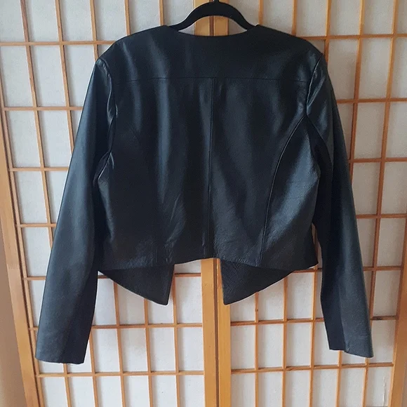 Jeanswest black leather Open Jacket size 14 - Picture 8 of 9